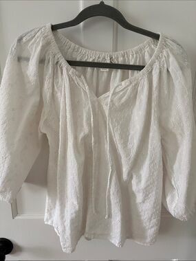Joie White Eyelet Peasant Blouse